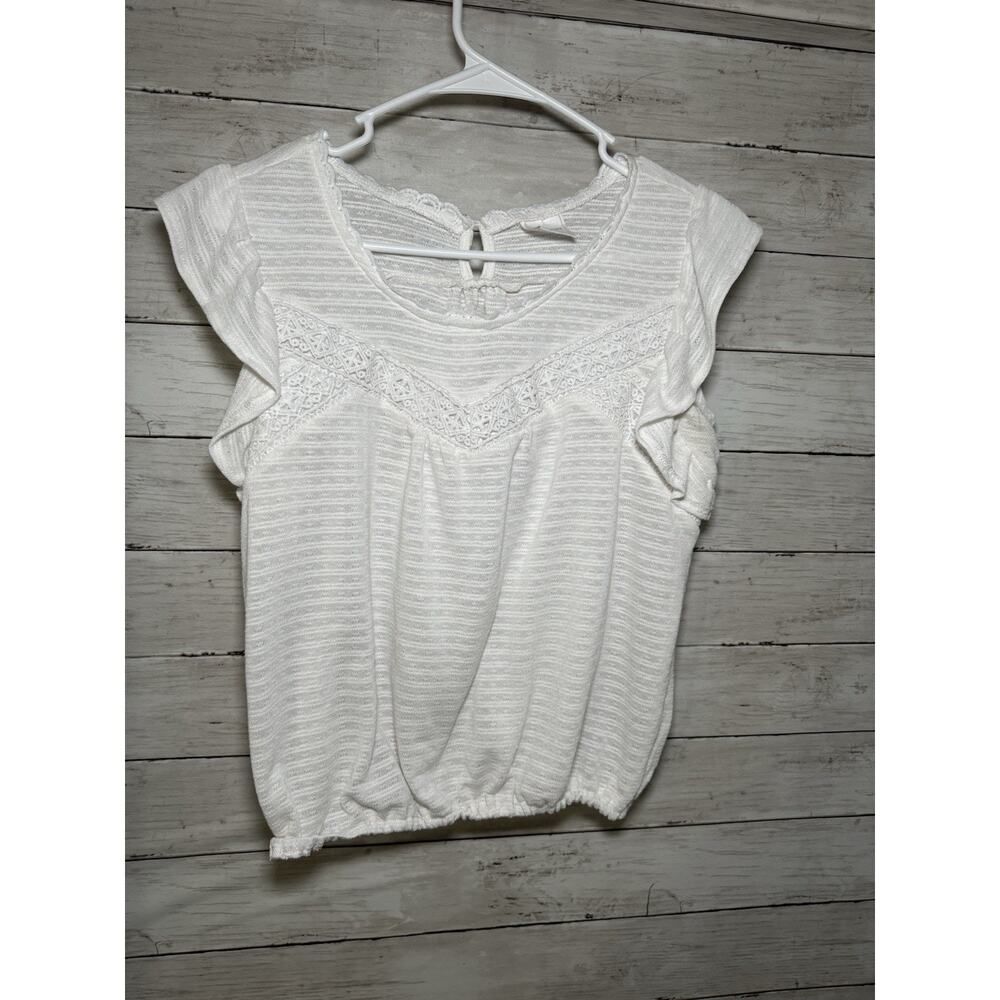 Passport Women’s White Lightweight Blouse Top Size Large Summer Casual Wear EUC